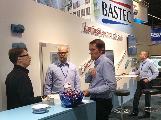 Nils-Erik Mellnert, Stefan Nilsson, Ulf Löfberg och Fredrik Ros ansvarar för Bastecs BAS2-utställning på Nordbygg 2014