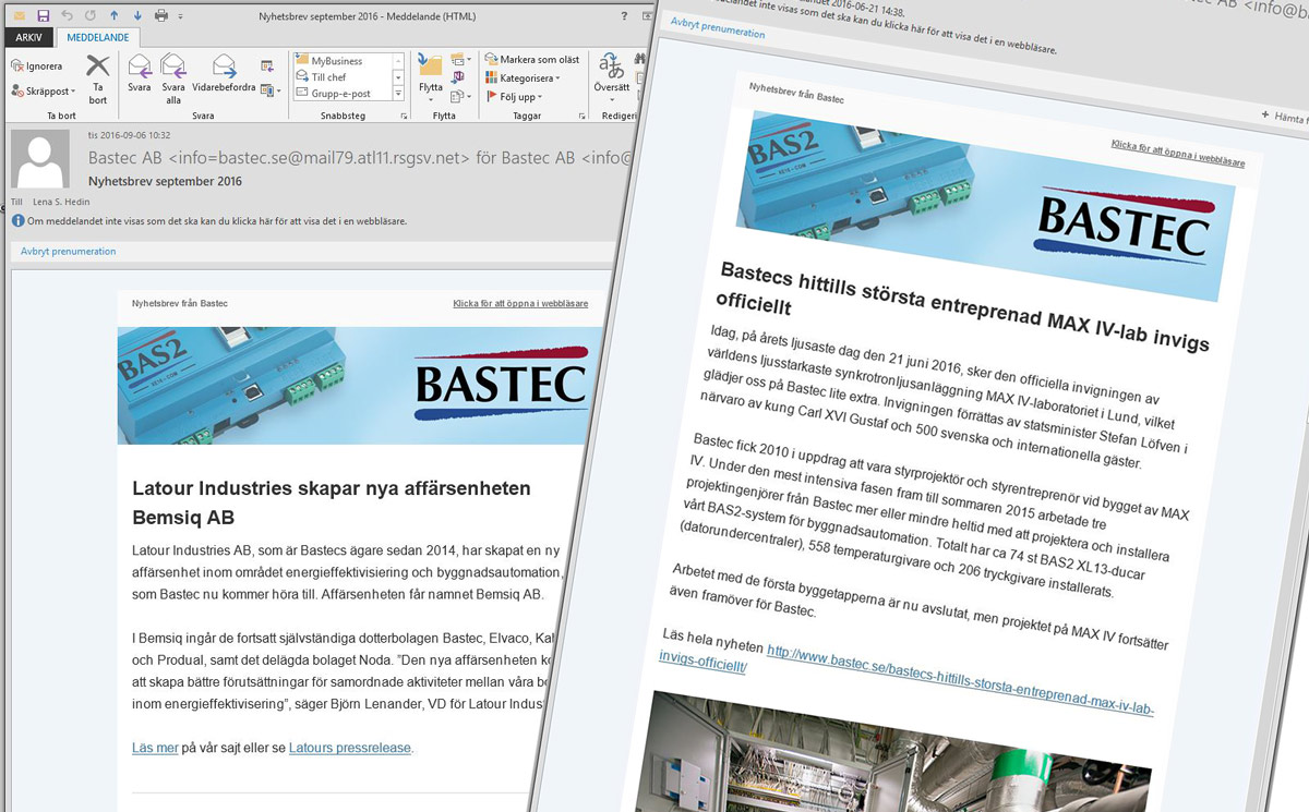 Prenumerera på senaste nyheterna om Bastec och BAS2