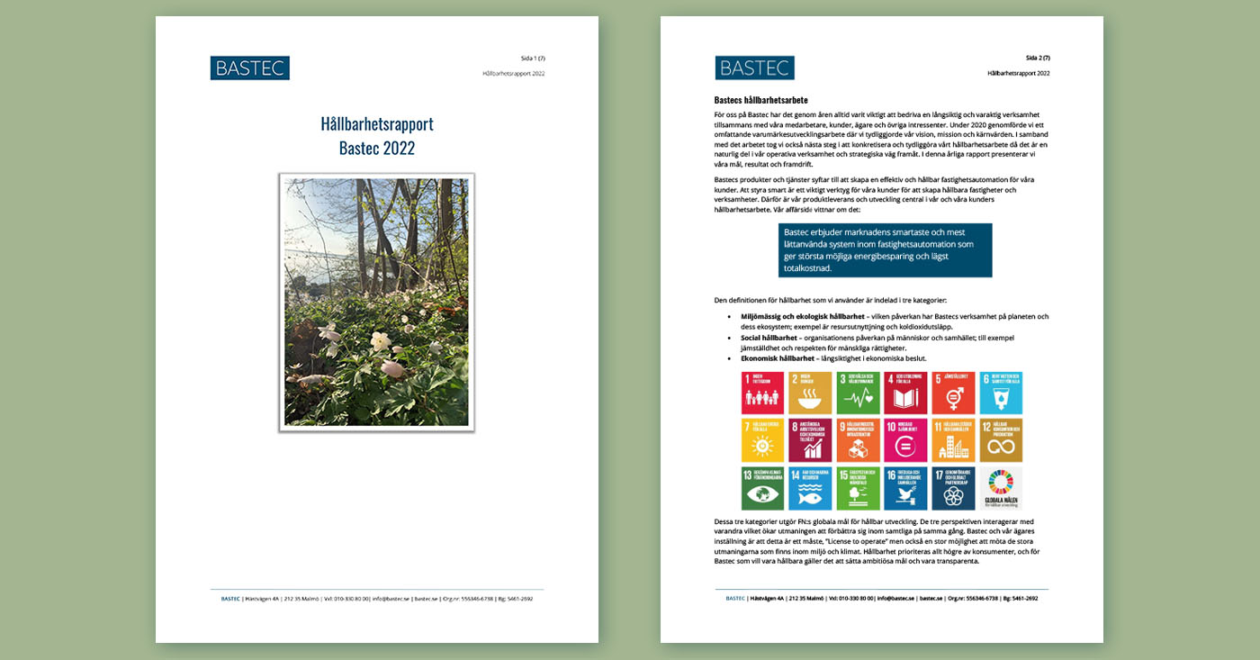 Rapport om hållbarhetsarbetet 2022